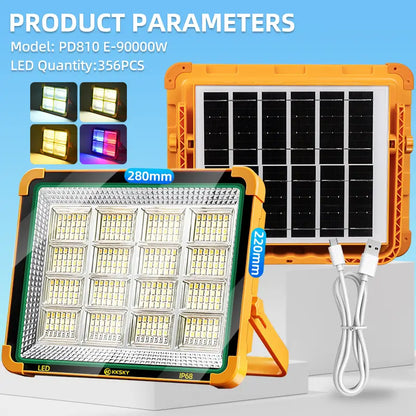 KKSKY PD810 E solar camping light large size 90000W, 356 LED chips, 280*220mm high brightness solar lamp