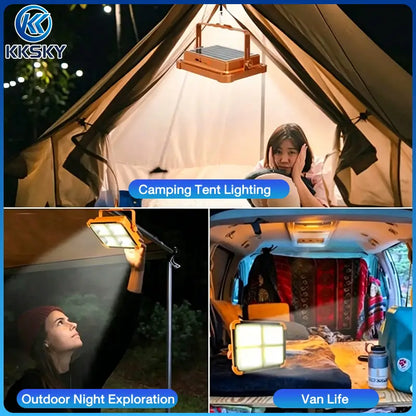 KKSKY solar camping light inside van life, magnetic hanging emergency LED lamp for travel car