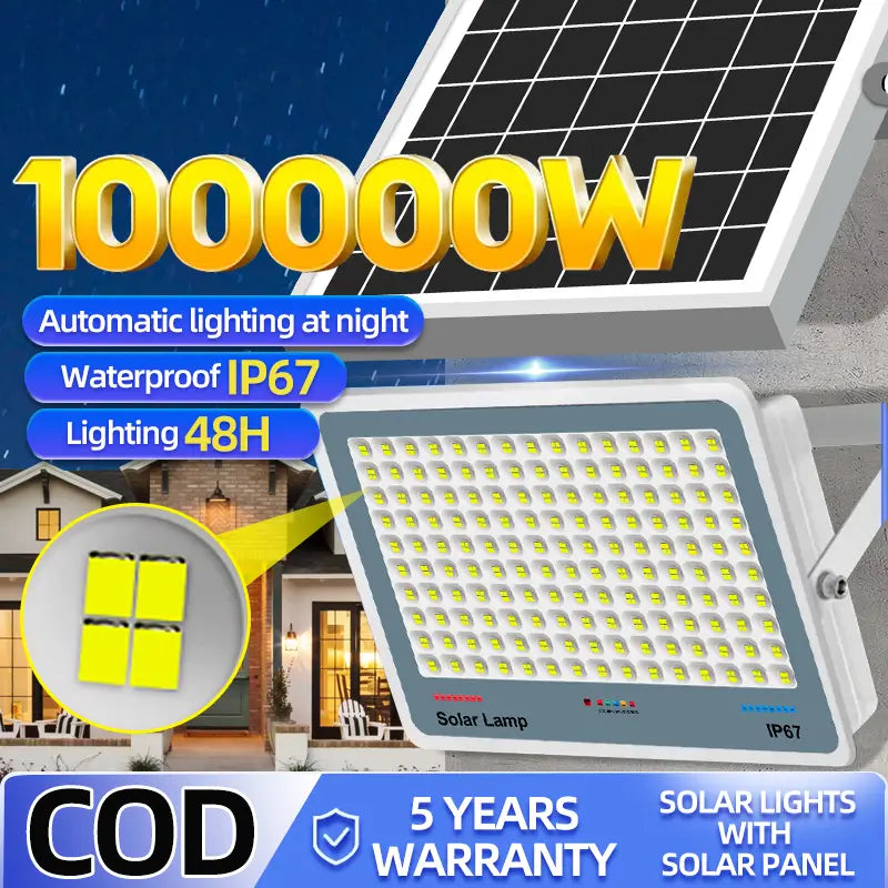 Super bright solar LED flood street light outdoor waterproof IP67, auto lighting at night, long 48 hours lighting solar lamp for home yard