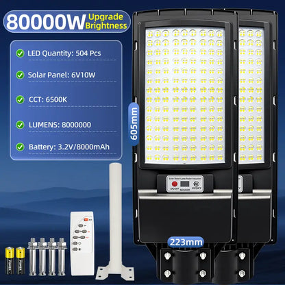 Two units solar street light with full specifications, remote control and complete installation accessories