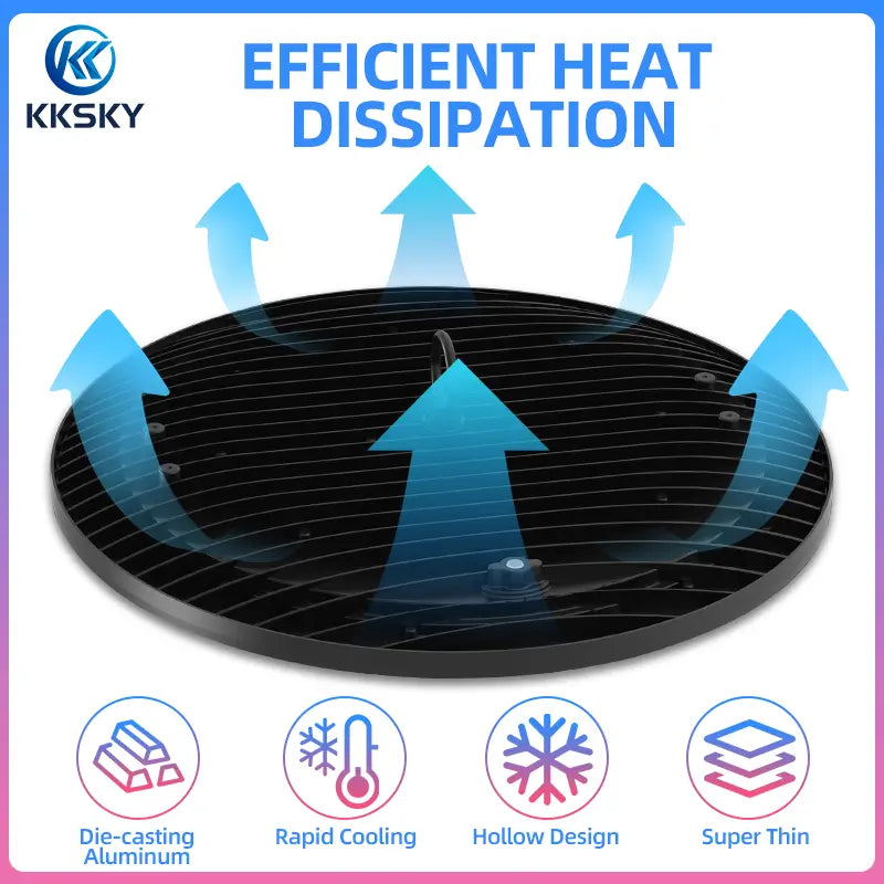 Efficient heat dissipation UFO LED high bay light, hollow super‑thin die‑casting aluminum cooling structure