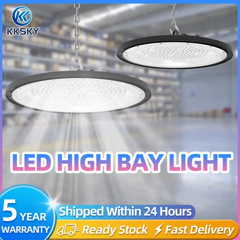 UFO LED High Bay Light poster, 5‑year warranty ready stock fast shipping industrial commercial bay light