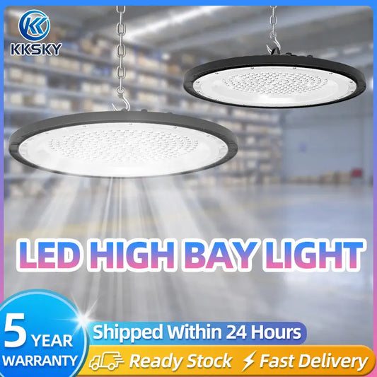 UFO LED High Bay Light poster, 5‑year warranty ready stock fast shipping industrial commercial bay light