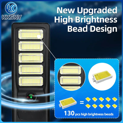 New upgraded solar street light with 130pcs high brightness LED beads, high luminous outdoor solar street lamp