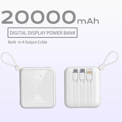 KKSKY 20000mAh Powerbank Original 2.1A Quick Charge Built Within 4 Cables Dual Input & Type c Output Compatible for iphone Smartphones
